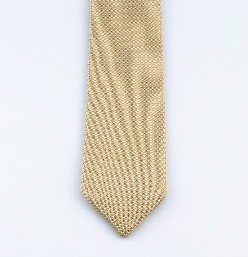 Secdtie Men's Skinny Knit Tie Vintage Mixed Pattern Casual 2.4" Necktie (One Size, Champagne) - Image 4